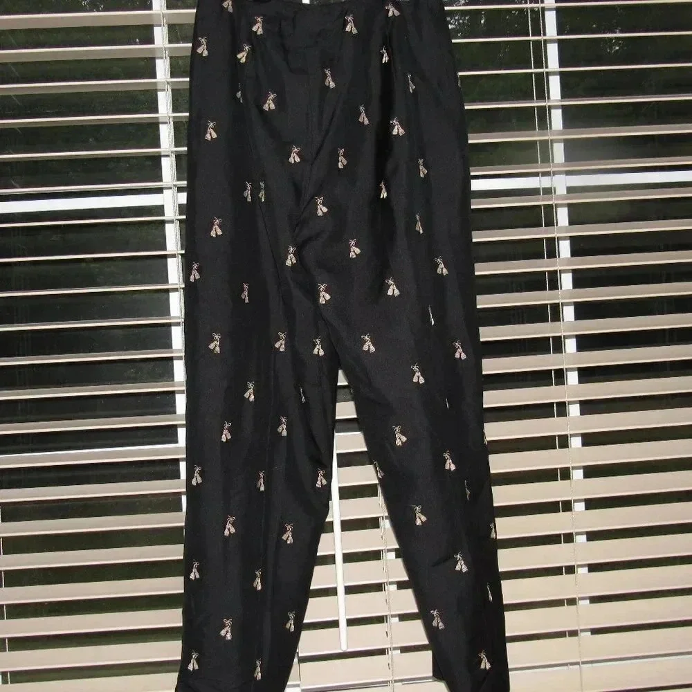 NWT TALBOTS Silk Lined Navy Tan Tassels Pants 4P